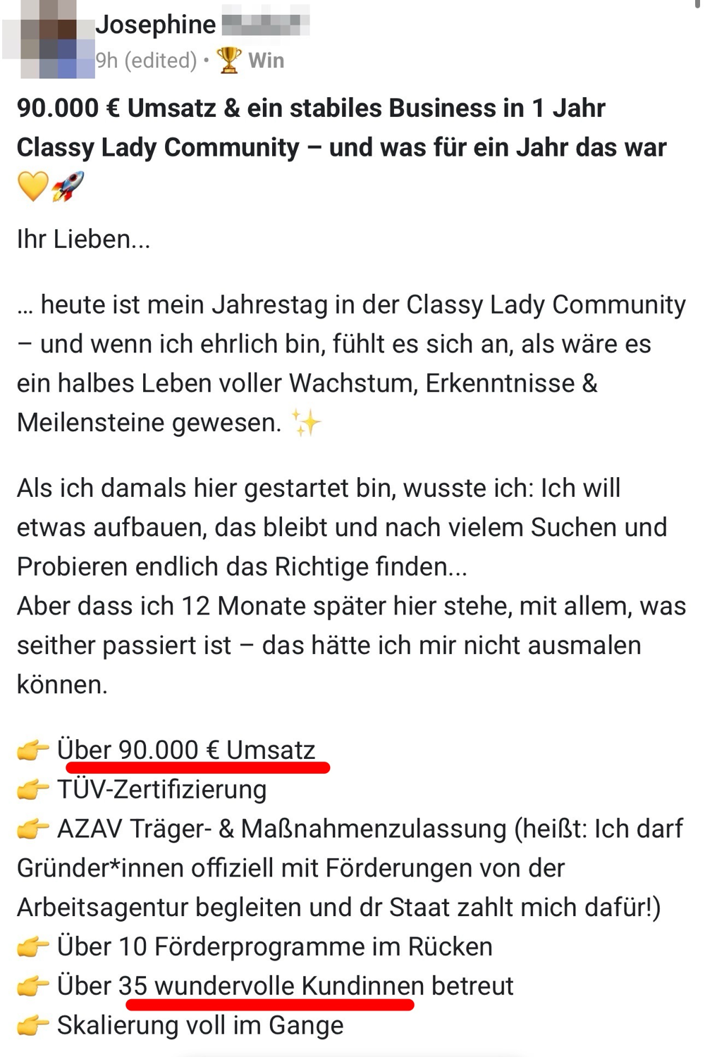 Screenshot: über 90.000 Euro Umsatz in einem Jahr