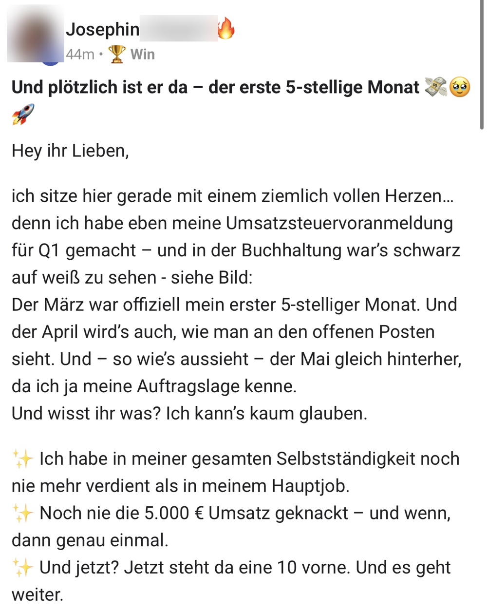 Screenshot: der erste 5-stellige Monat