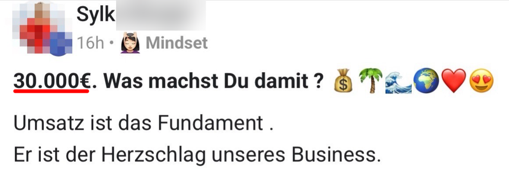 Screenshot: 30.000 Euro Umsatz