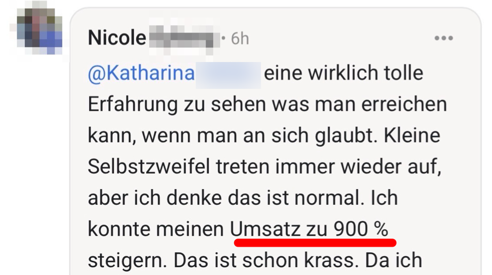 Screenshot: Umsatz um 900 Prozent gesteigert