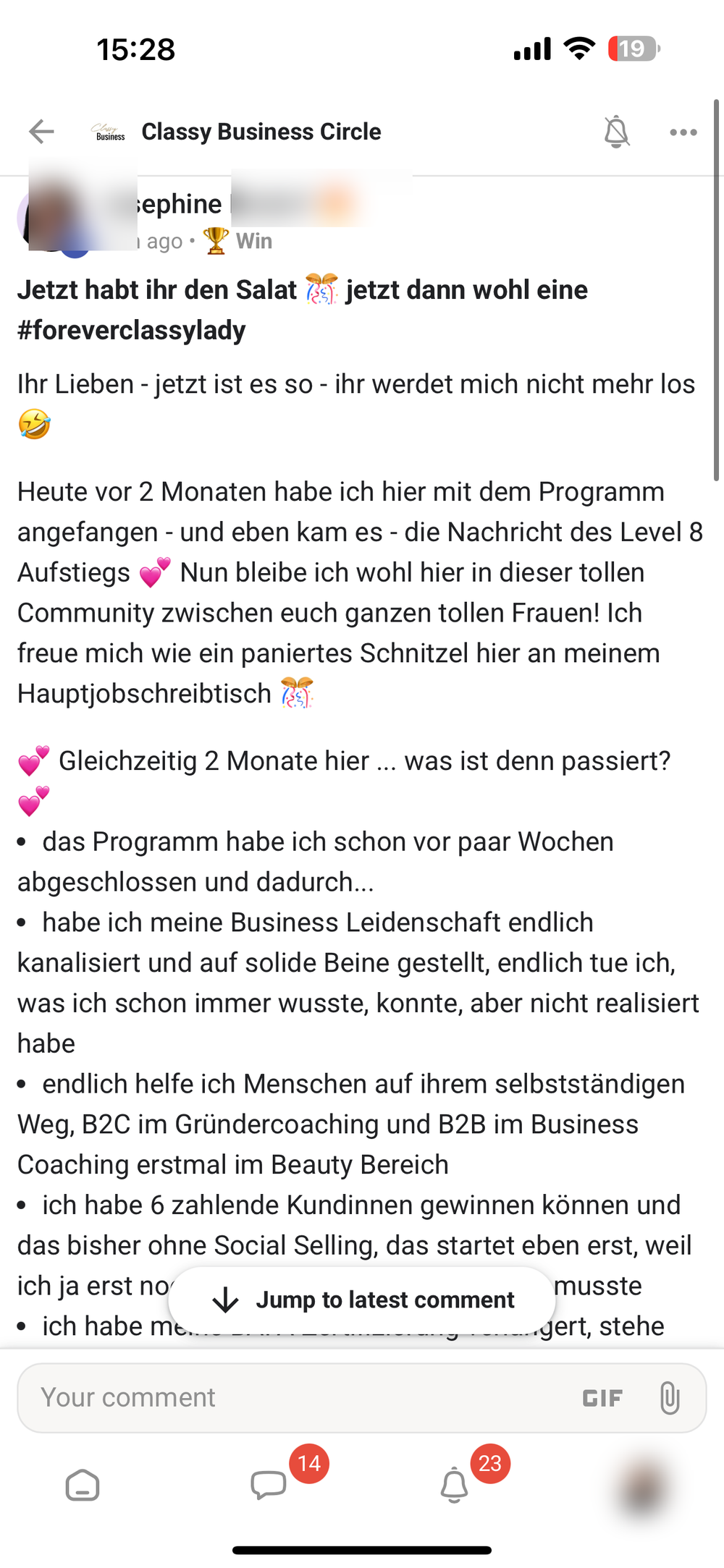 Screenshot: 6 zahlende Kundinnen gewonnen