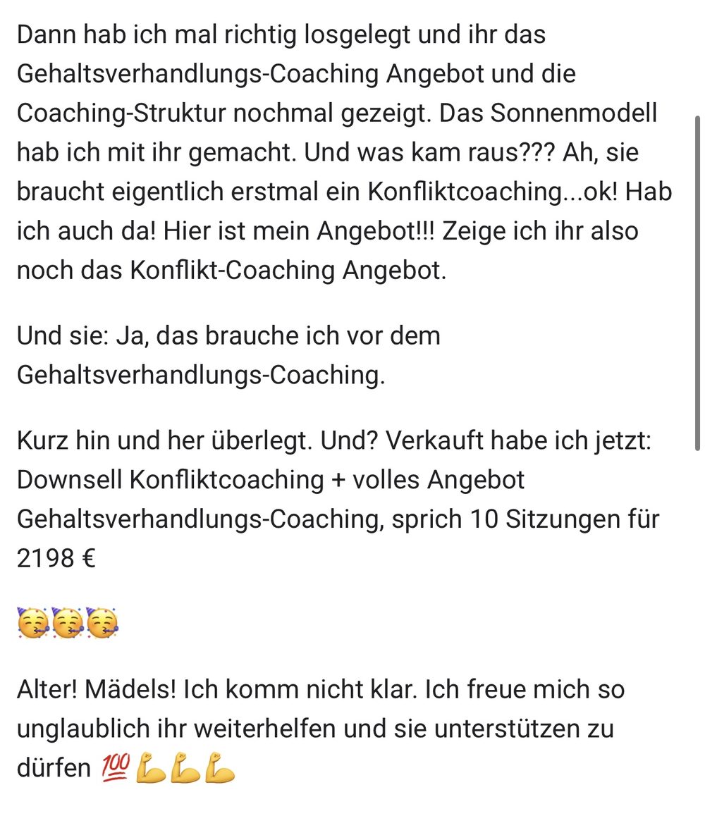 Screenshot: 10 Sitzungen für 2.198 Euro verkauft