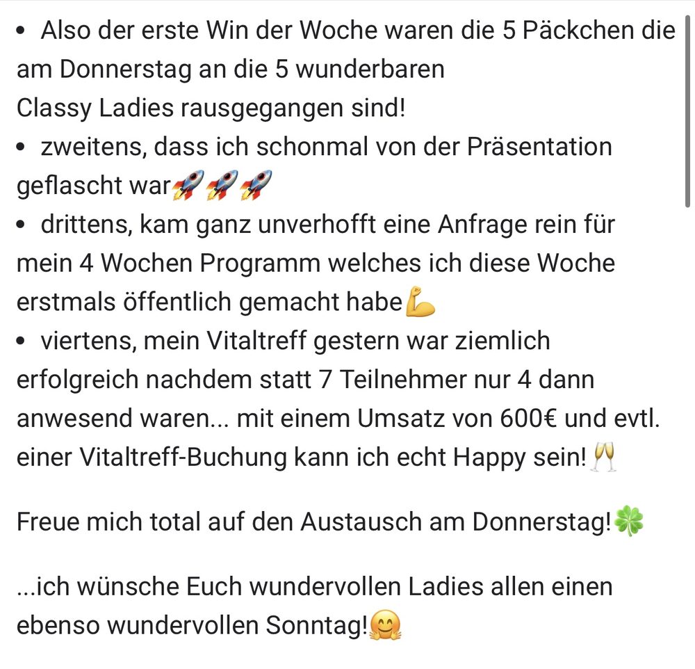 Screenshot: 600 Euro Umsatz mit dem eigenen Vitaltreff