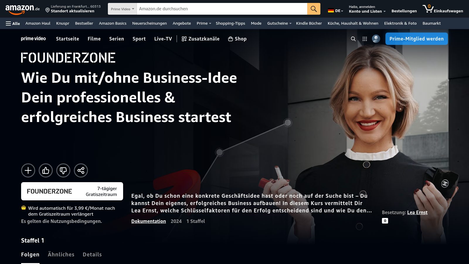 FOUNDERZONE-Doku mit Lea Ernst auf Prime Video